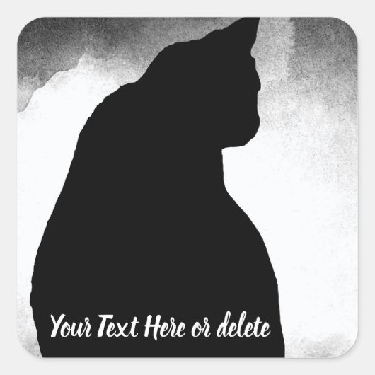 Black Cat Silhouette Quadratischer Aufkleber (Vorderseite)