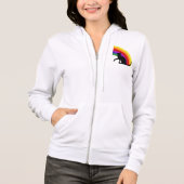 Black Cat Silhouette, Rainbow Zipped Ladys Hoodie (Vorderseite)