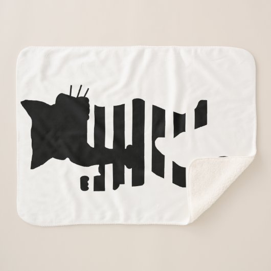 Black Cat Silhouette Sherpadecke (Vorderseite (Horizontal))