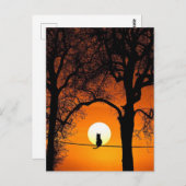 Black Cat Silhouette Sunset Postkarte (Vorne/Hinten)