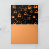 Black Cat Silhouette und Jack o'lanterns Halloween Karte (Innenseite)