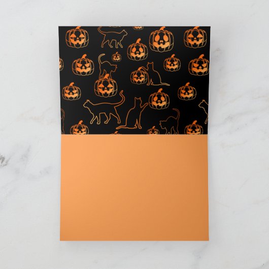 Black Cat Silhouette und Jack o'lanterns Halloween Karte (Innenseite)