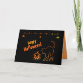 Black Cat Silhouette und Jack o'lanterns Halloween Karte (Vorderseite)