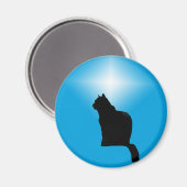 Black Cat Silhouette und Star - Magnet (Vorderseite/Rückseite)