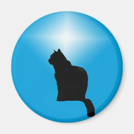 Black Cat Silhouette und Star - Magnet