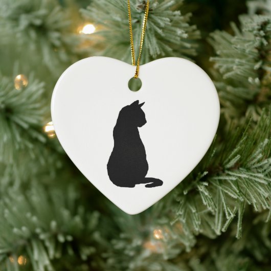Black Cat Silhouette Weihnachten Keramik Ornament (Baum)
