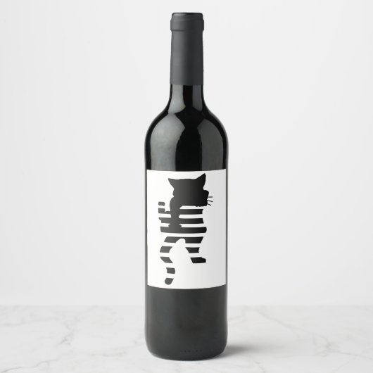 Black Cat Silhouette Weinetikett (Vorderseite)