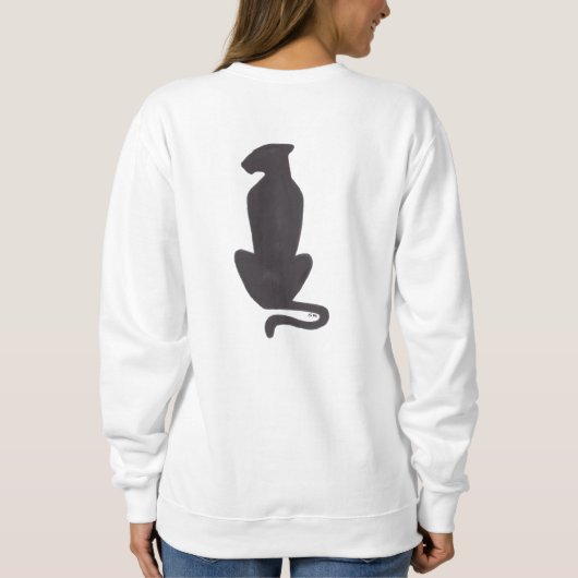 Black Cat Silhouette Weiße Sweatshirt zurück (Rückseite)