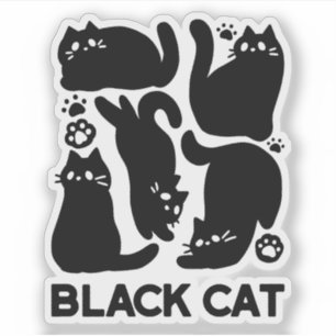 Black Cat Silhouetten - Niedliches Feline Design Aufkleber