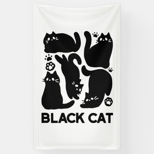 Black Cat Silhouetten - Niedliches Feline Design Banner (Vertikal)