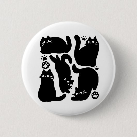 Black Cat Silhouetten - Niedliches Feline Design Button (Vorderseite)