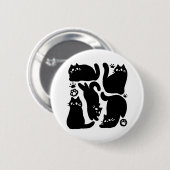 Black Cat Silhouetten - Niedliches Feline Design Button (Vorne & Hinten)