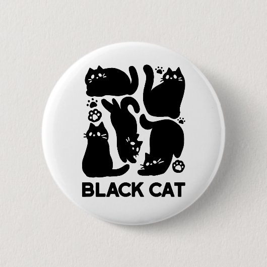 Black Cat Silhouetten - Niedliches Feline Design Button (Vorderseite)