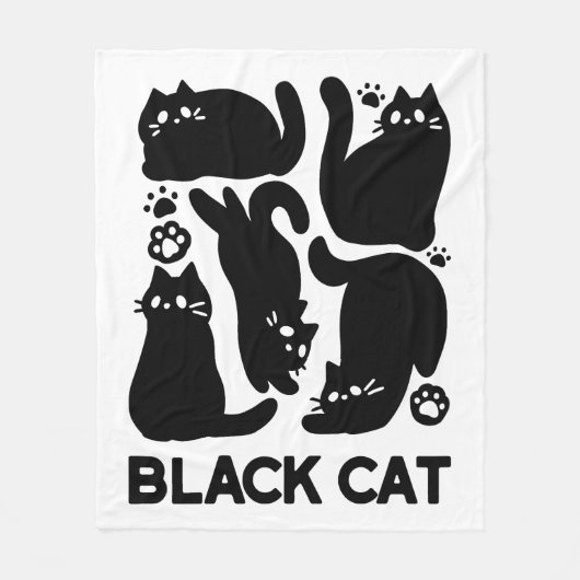 Black Cat Silhouetten - Niedliches Feline Design Fleecedecke (Vorderseite)