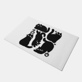 Black Cat Silhouetten - Niedliches Feline Design Fußmatte (Schrägansicht)
