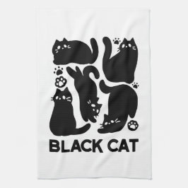 Black Cat Silhouetten - Niedliches Feline Design Geschirrtuch