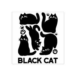 Black Cat Silhouetten - Niedliches Feline Design Gummistempel