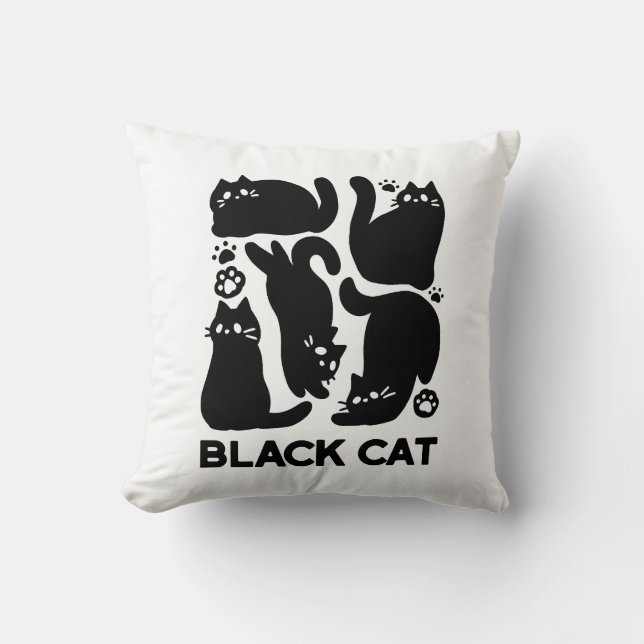 Black Cat Silhouetten - Niedliches Feline Design Kissen (Vorderseite)