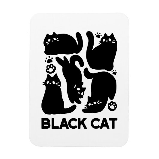 Black Cat Silhouetten - Niedliches Feline Design Magnet (Vertikal)