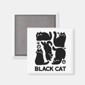 Black Cat Silhouetten - Niedliches Feline Design Magnet (Vorderseite/Rückseite)