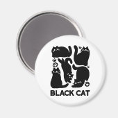 Black Cat Silhouetten - Niedliches Feline Design Magnet (Vorderseite/Rückseite)
