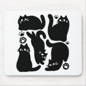 Black Cat Silhouetten - Niedliches Feline Design Mousepad (Vorne)