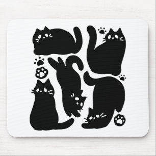 Black Cat Silhouetten - Niedliches Feline Design Mousepad