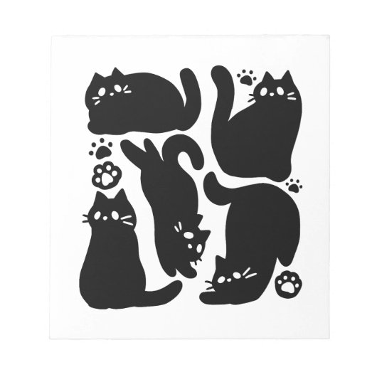 Black Cat Silhouetten - Niedliches Feline Design Notizblock (Vorderseite)