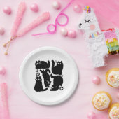 Black Cat Silhouetten - Niedliches Feline Design Pappteller (Party)