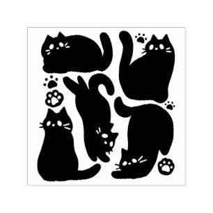 Black Cat Silhouetten - Niedliches Feline Design Permastempel
