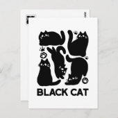 Black Cat Silhouetten - Niedliches Feline Design Postkarte (Vorne/Hinten)