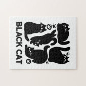 Black Cat Silhouetten - Niedliches Feline Design Puzzle (Horizontal)