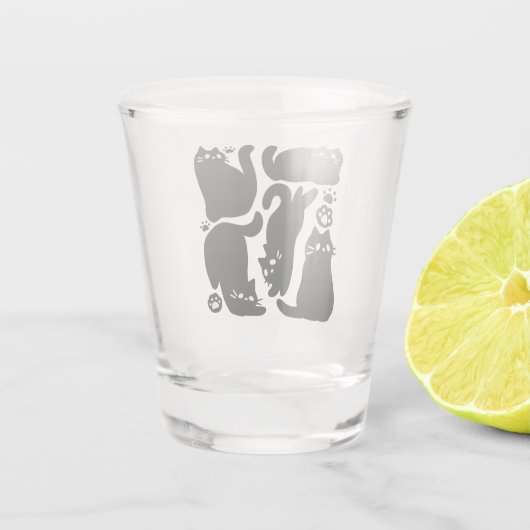 Black Cat Silhouetten - Niedliches Feline Design Schnapsglas (Rückseite)