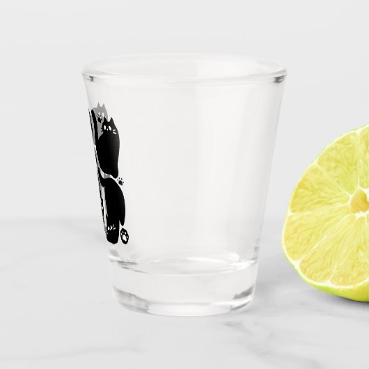 Black Cat Silhouetten - Niedliches Feline Design Schnapsglas (Rechts)