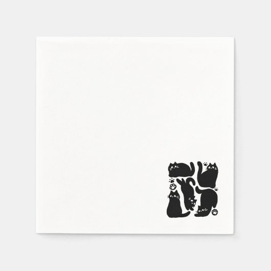 Black Cat Silhouetten - Niedliches Feline Design Serviette (Vorderseite)