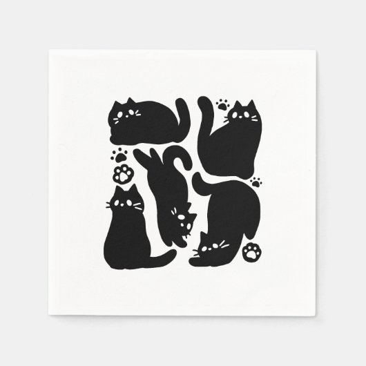 Black Cat Silhouetten - Niedliches Feline Design Serviette (Vorderseite)