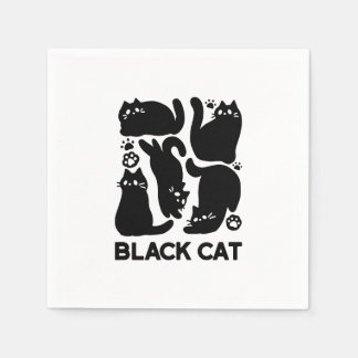 Black Cat Silhouetten - Niedliches Feline Design Serviette