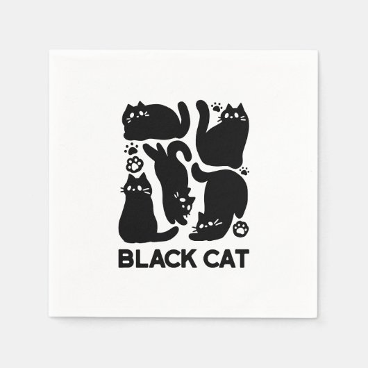 Black Cat Silhouetten - Niedliches Feline Design Serviette (Vorderseite)