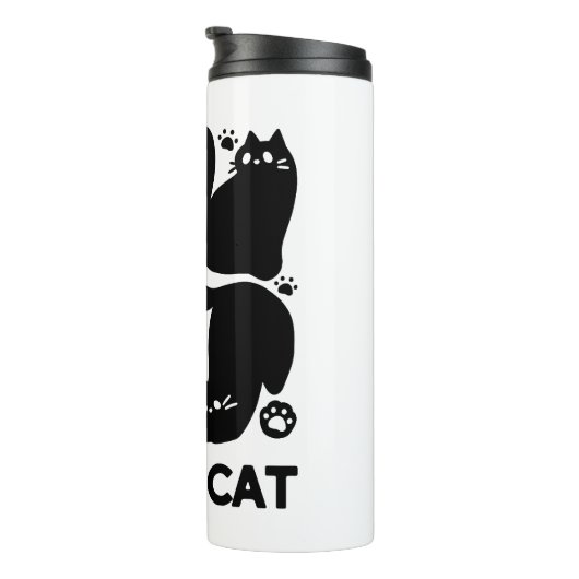 Black Cat Silhouetten - Niedliches Feline Design Thermosbecher (Nach rechts gedreht)