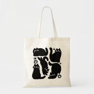 Black Cat Silhouetten - Niedliches Feline Design Tragetasche