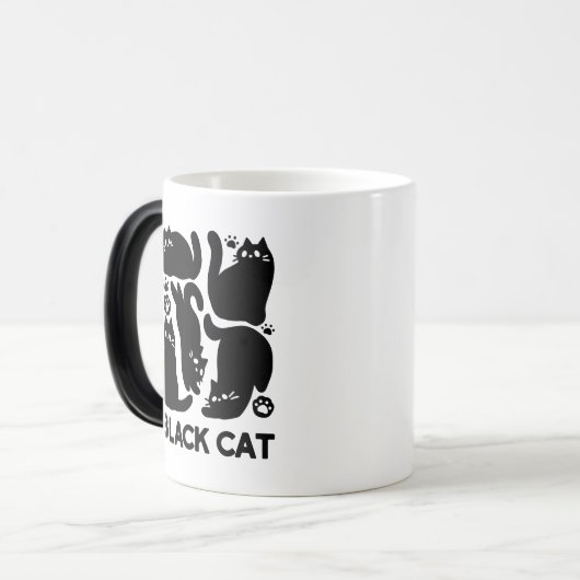 Black Cat Silhouetten - Niedliches Feline Design Verwandlungstasse (Vorderseite Links)