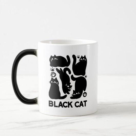 Black Cat Silhouetten - Niedliches Feline Design Verwandlungstasse (Links)