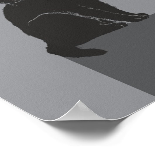 black cat sit on table poster (Ecke)