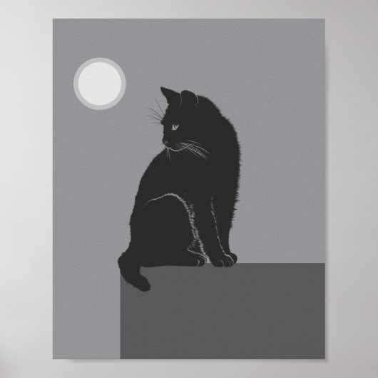 black cat sit on table poster (Vorne)