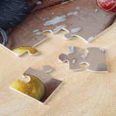 Black Cat Sitting Fireplace with Christmas Lights Puzzle (Seite)