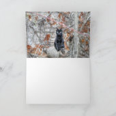 Black Cat Sitting Outdoors Karte (Innenseite)