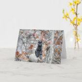 Black Cat Sitting Outdoors Karte (Gelbe Blume)