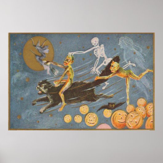 Black Cat Skeleton Ghost Hexendemon Poster (Vorne)
