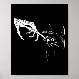 Black Cat Skeleton Hand Boop Halloween Katzen Love Poster