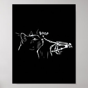 Black Cat Skeleton Hand Boop Halloween Pet Women G Poster